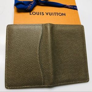 💯 GENUINE LOUIS VUITTON Green Taiga Organizer Du Poche Wallet